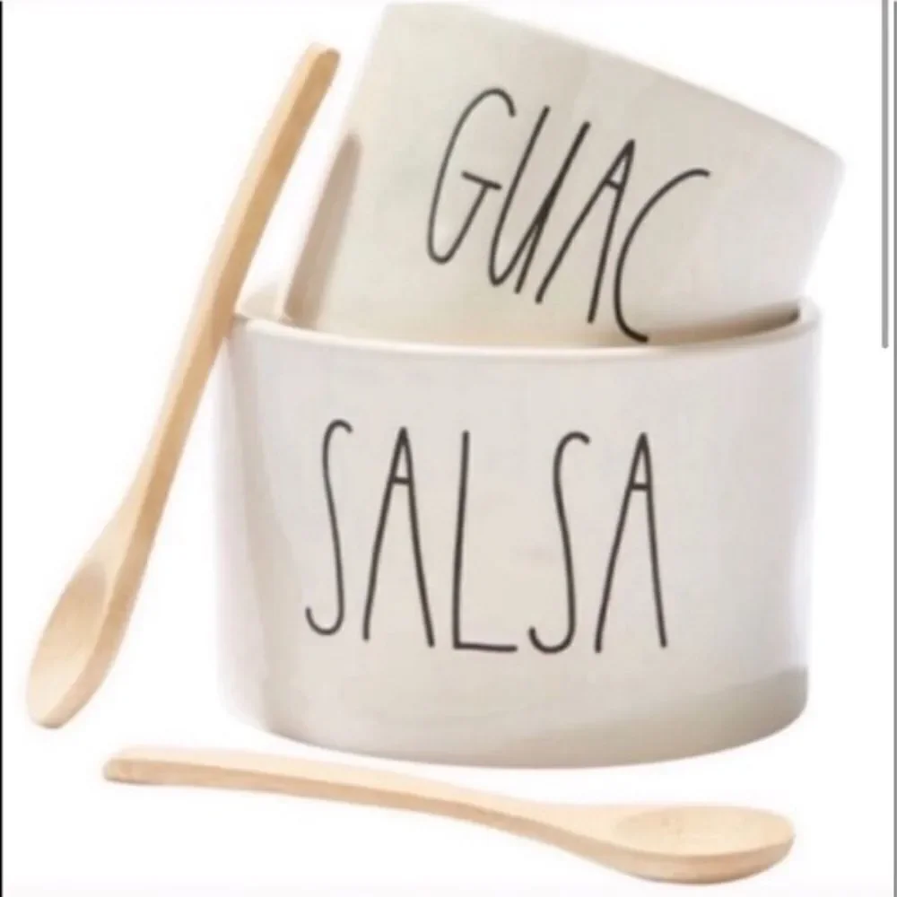 ✨ HP✨Rae Dunn Guac Salsa Bowls with bamboo spoons set✨